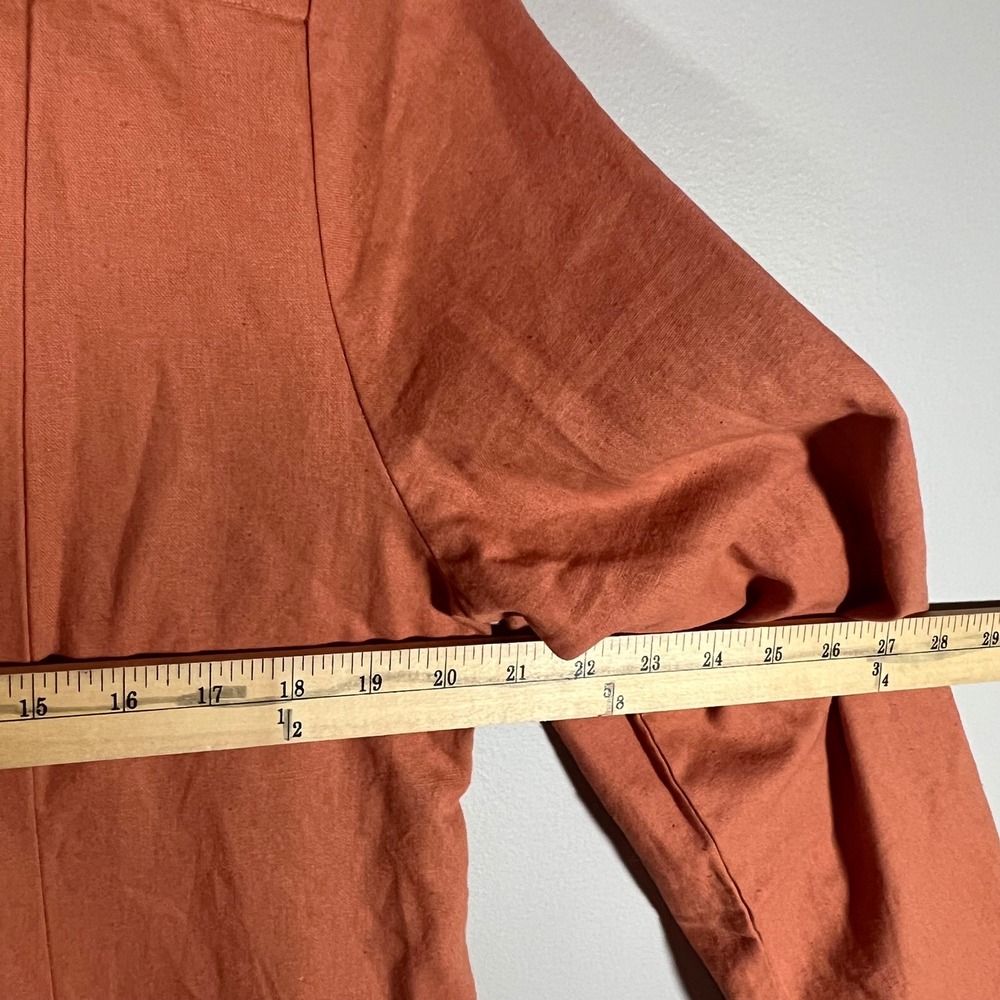 Simply Noelle L/XL Burnt Orange Linen Button Tunic Pockets Lagenlook Minimalist - Picture 5 of 9